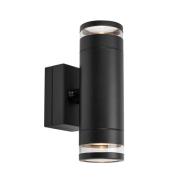 LED-ulkoseinävalaisin Luno, musta, 2-lamppuinen, IP65, himmennettävä.