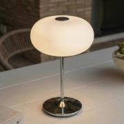 Lucande LED-akkukäyttöinen pöytävalaisin Anoria, kromi/valkoinen, lasi...