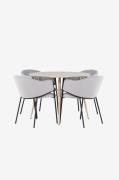 Venture HomePlaza-ruokapöytä ja Evelina-ruokapöydän tuolitHarmaaRuokai...