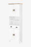 Loft24Säilytyskaappi Toscana Korkea 4 puuovea 1 vetolaatikko.Valkoinen...