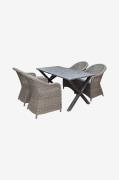 LifestyleGardenPöytä 150 cm & 4 kpl Mercury-tuolejaHarmaaRuokailuryhmä...