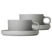 blomus Pilar-muki ja lautanen, 2-pack Mirage grey