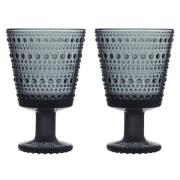 Iittala Kastehelmi viskilasi jalallinen 26 cl 2 kpl Tummanharmaa