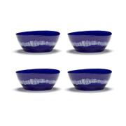 Serax Ottolenghi Feast kulho L Ø17 cm 4-pakkaus Dark blue stripes-whit...