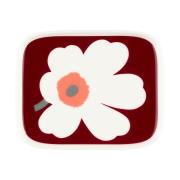 Marimekko Juhla Unikko lautanen 12x15 cm White-dark cherry-ash grey