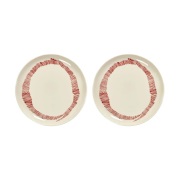 Serax Ottolenghi Feast lautanen M Ø22,5 cm 2-pakkaus White stripes-red