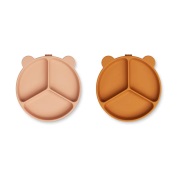 Liewood Stacy jaettu lastenlautanen 2-pack Mustard-tuscany rose mix