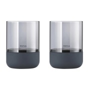 blomus Calma kynttilälyhty Ø 7 cm 2-pakkaus Steel grey-smoke