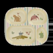 RICE Rice lasten lautanen melamiini 4 lokeroa Sweet Jungle Print
