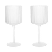 Ferm Living Ripple punaviinilasi 32,5 cl 2-pakkaus Frosted