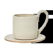 Ferm Living Flow muki lautasella 25 cl Off-white speckle