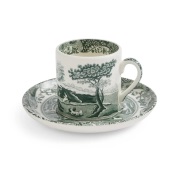 Spode Heritage Green Italian kuppi ja lautanen Vihreä, espresso, 9 cl