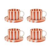 Olsson & Jensen Monica kuppi ja aluslautanen 4-pakkaus - Ruoste