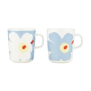 Marimekko Juhla Unikko muki 25 cl 2 kpl Valkoinen vaaleansininen hiekk...