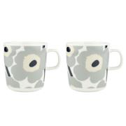 Marimekko Unikko muki 4 dl 2 kpl, valkoinen/harmaa/hiekka/sininen