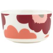 Marimekko Oiva Unikko kulho 2,5 dl, white/dark cherry/red salmon