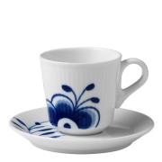 Royal Copenhagen - Blue Fluted Mega Espressokuppi ja lautanen 9 cl