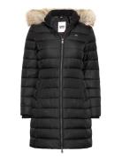 Tjw Essential Hooded Down Coat Topattu Pitkä Takki Black Tommy Jeans