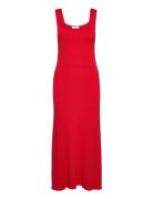 Long Midi Fine Knit Dress Maksimekko Juhlamekko Red IVY OAK