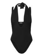 Stretch Jersey Drape Bodysuit Uimapuku Uima-asut Black HAN Kjøbenhavn