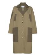 Heavy Twill Coat Ohut Pitkä Takki Khaki Green Ganni