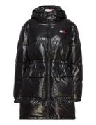 Tjw Midi Alaska Puffer Topattu Pitkä Takki Black Tommy Jeans