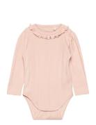 Body Ls Pointelle Bodies Long-sleeved Pink En Fant