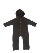 Jumpsuit Merino Wool W. Buttons And Hoodie, Brown Jumpsuit Haalari Bro...