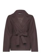 Belted Short Coat Villakangastakki Brown Gina Tricot