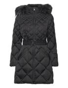 Olga Medium Real Down Jacket Topattu Pitkä Takki Black GUESS Jeans