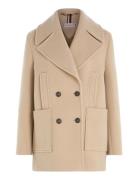 Relaxed Wool Blend Peacoat Outerwear Coats Winter Coats Beige Tommy Hi...