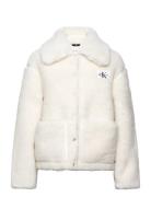 Short Sherpa Jacket Vuorillinen Takki Topattu Takki White Calvin Klein...