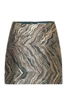 Msevelina Short Jaquard Skirt Lyhyt Hame Green Minus