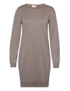 Visanja L/S Glitter Knit Dress /B Lyhyt Mekko Beige Vila