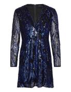 Deniz Embellished Ls Mini Dres Lyhyt Mekko Blue French Connection