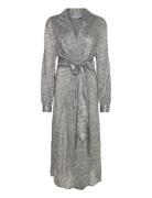 Mslimea Glitter Maxi Wrap Dress Maksimekko Juhlamekko Silver Minus