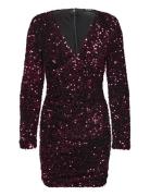 Sequin Dress Lyhyt Mekko Burgundy Gina Tricot