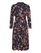 Floral Surplice Crepe Midi Dress Polvipituinen Mekko Navy Lauren Ralph...