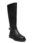 Hallee Tumbled Leather Tall Boot Korkeavartiset Saapikkaat Black Laure...