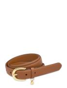 Charm Crosshatch Leather Belt Vyö Brown Lauren Ralph Lauren