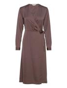 Srellie Midi Wrap Dress Polvipituinen Mekko Brown Soft Rebels