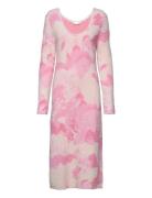 Hella, 1656 Printed Fluffy Knit Polvipituinen Mekko Pink STINE GOYA