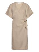 Esi Wrap Dress Polvipituinen Mekko Beige NORR