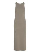 Briellegz Sl Rib Dress Polvipituinen Mekko Khaki Green Gestuz