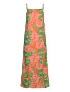 Printed Light Crepe Polvipituinen Mekko Orange Ganni