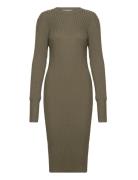 Srnoa Dress Knit Polvipituinen Mekko Khaki Green Soft Rebels