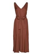 Long Midi Length Strap Dress Polvipituinen Mekko Brown IVY OAK