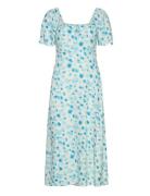 Enibiza Ss Midi Dress Aop 7014 Polvipituinen Mekko Blue Envii