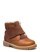 Sigge Print Velcro Boot Talvikengät Tarroilla Brown Wheat