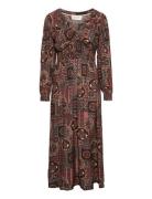 Crbilba Dress - Zally Fit Polvipituinen Mekko Brown Cream